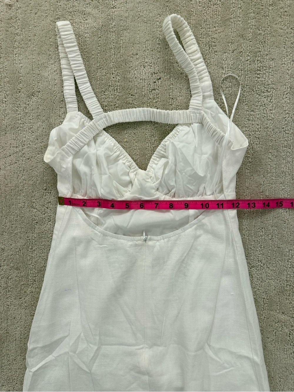 Sky to Moon White Linen Blend Open Back Mini Dress M - Picture 11 of 13